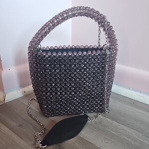 Chic Beaded Women's Shoulder Bag in Purple